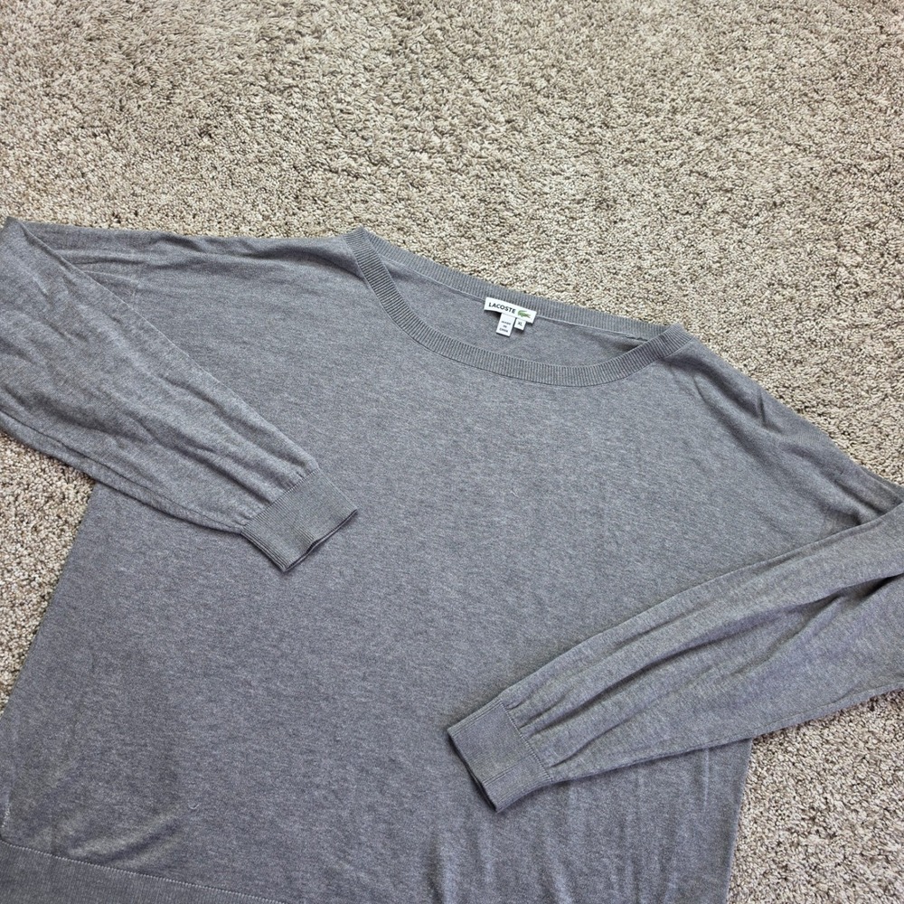Lacoste Sweater Mens XL Gray Silk Crocodile Pullover Crew Neck Preppy Adult